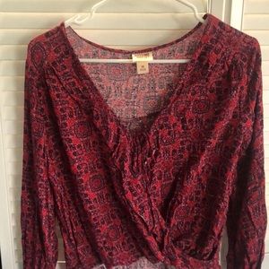 V neck long sleeve blouse